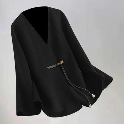 Fall Drawstring Wrap Wool Coat