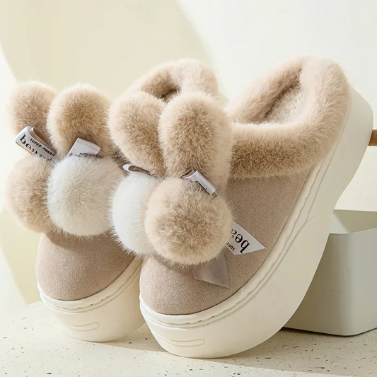 Pom-Pom Platform Slippers