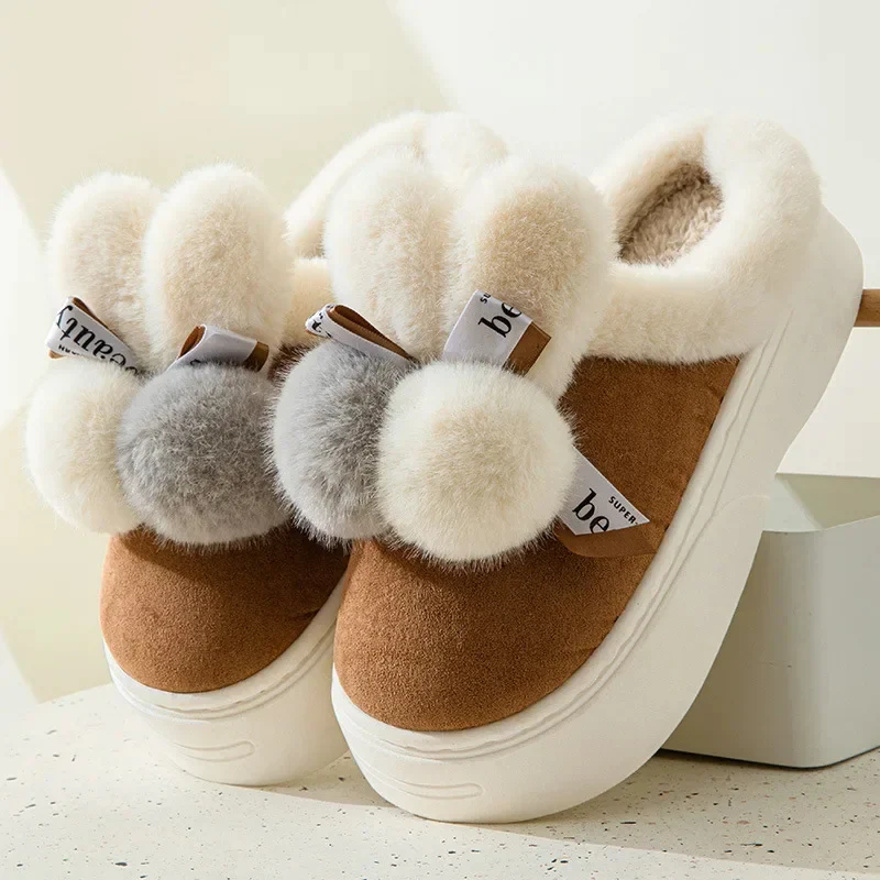 Pom-Pom Platform Slippers