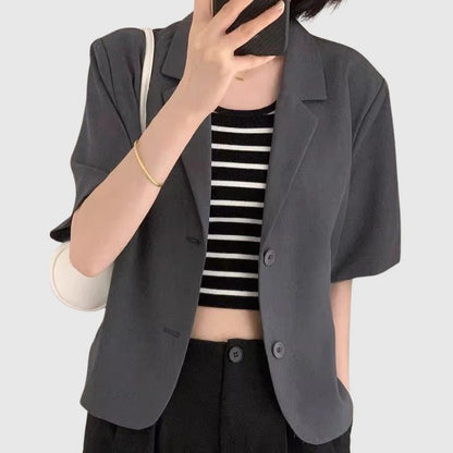 Short-Sleeve Buttoned Blazer