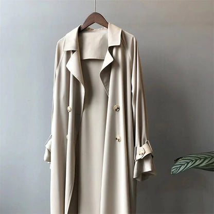 Fall Draped Double-Breasted Trench