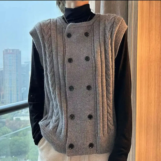Double-Breasted Knit Vest
