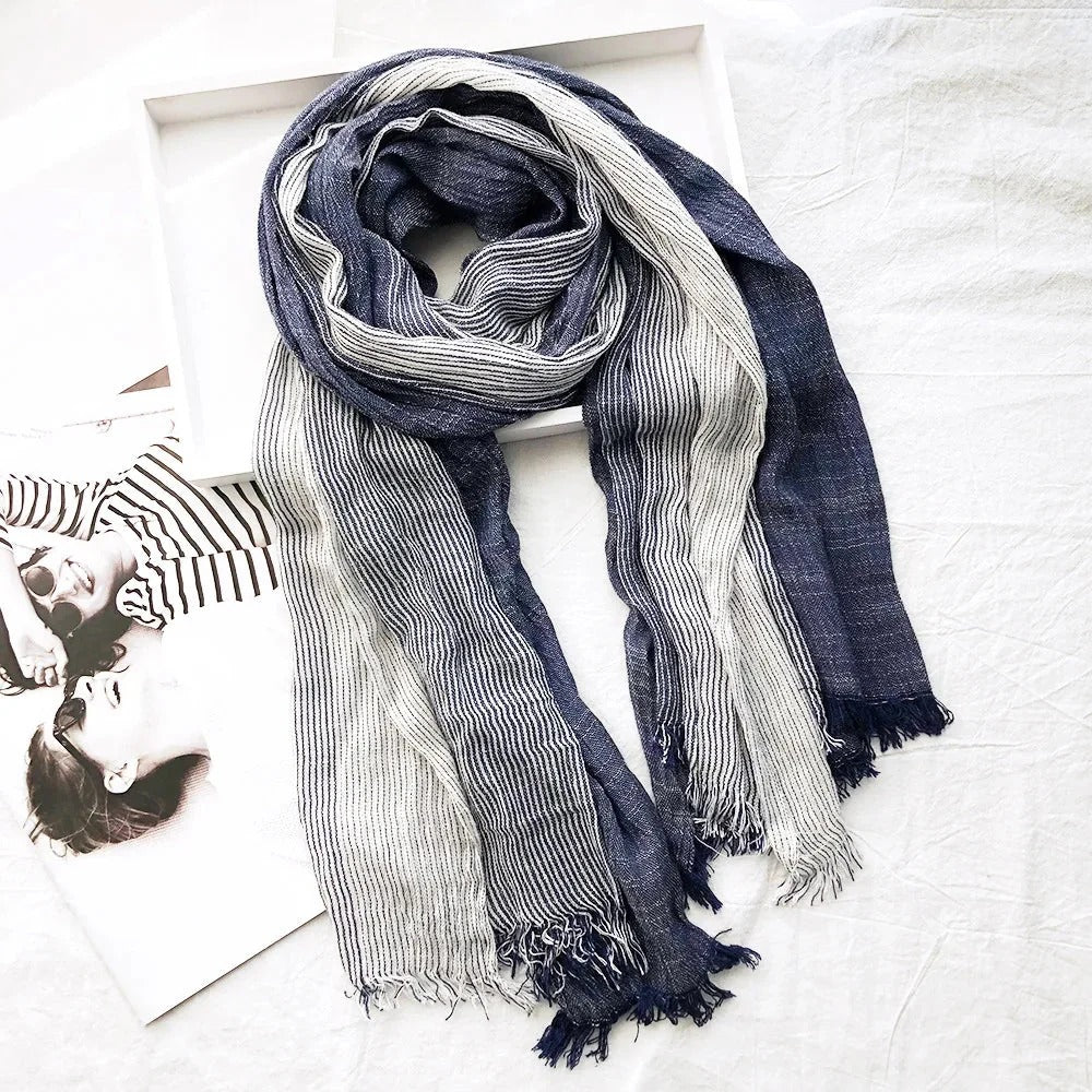 Striped Fringe Scarf