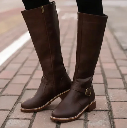 Knee High Buckle Boots For Fall Wear