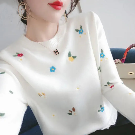 Fall Floral Embroidered Sweater