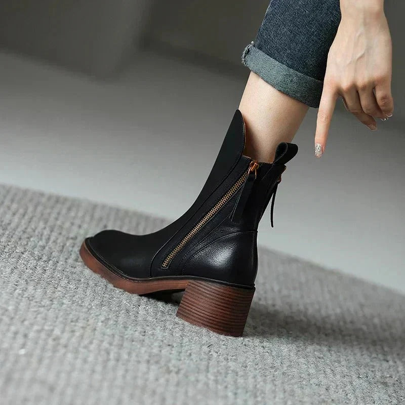 Fall Side-Zip Block Boots