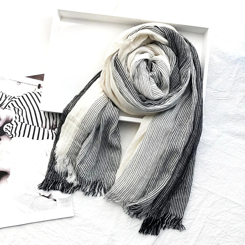 Striped Fringe Scarf