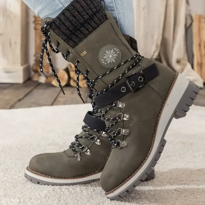 Fall Lace-Up Trek Boots with Knit Cuff