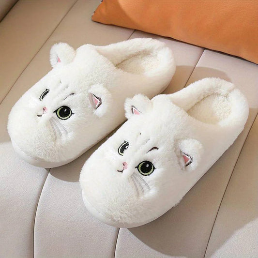 Cat Face Plush Slippers