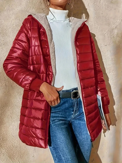 Fall Contrast-Lined Quilted Coat