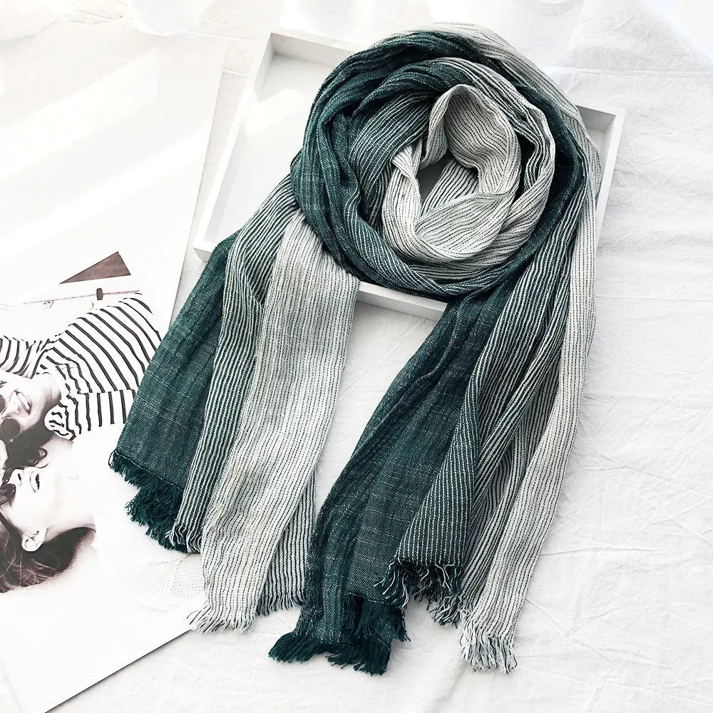 Striped Fringe Scarf