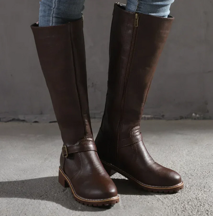 Knee High Buckle Boots For Fall Wear