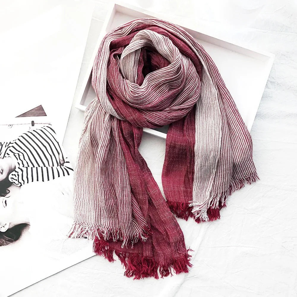 Striped Fringe Scarf