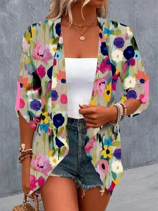 Watercolor Floral Kimono Jacket