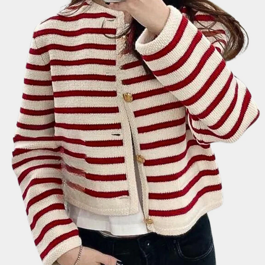 Striped Button Knit Cardigan