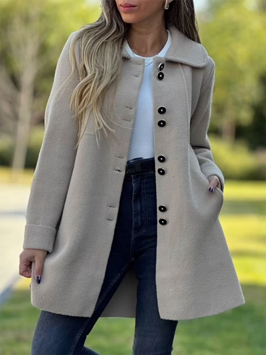 Fall Button-Front Knit Coat