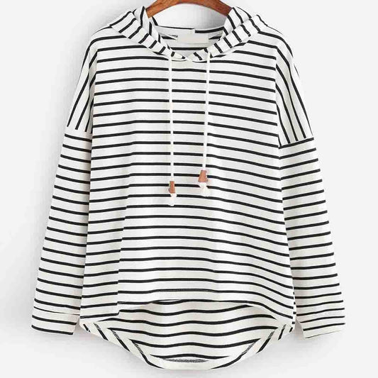 Striped Drawstring Hoodie