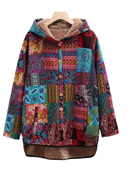 Fall Patchwork Hooded Jacket