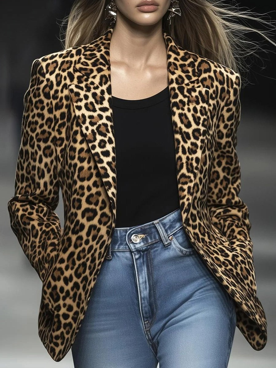 Leopard Print Tailored Blazer