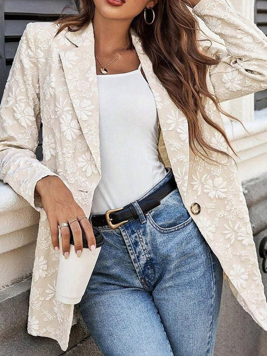 Floral Textured Longline Blazer