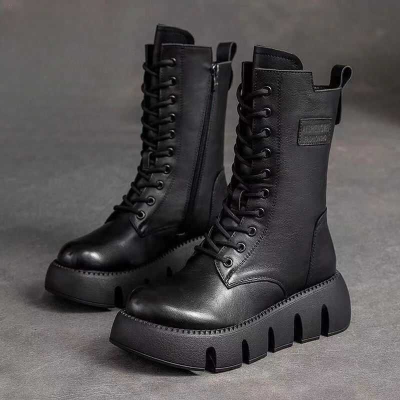 Fall Platform Lace-Up Boots
