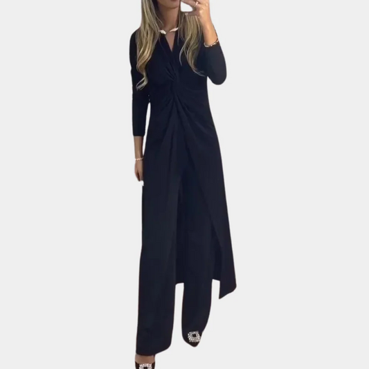 Twist Drape Top & Wide-Leg Set