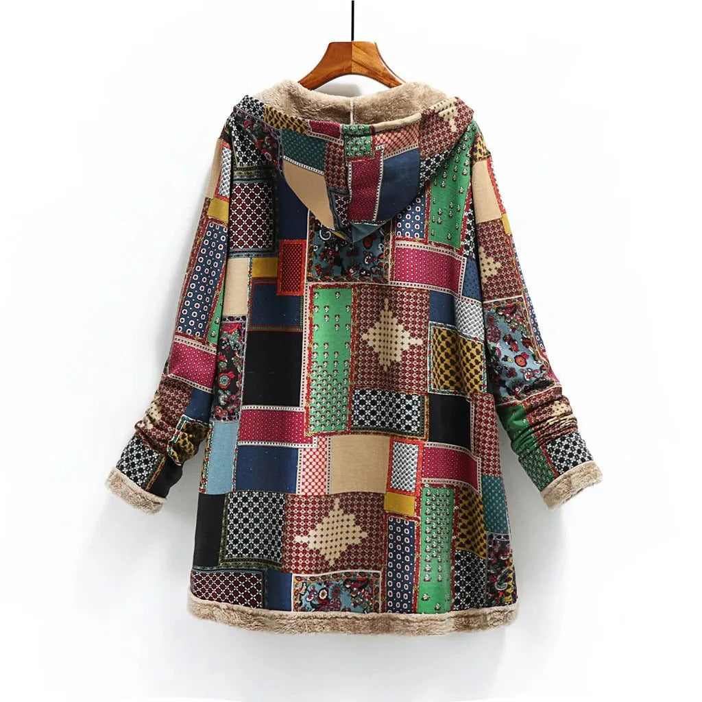 Fall Patchwork Hooded Coat