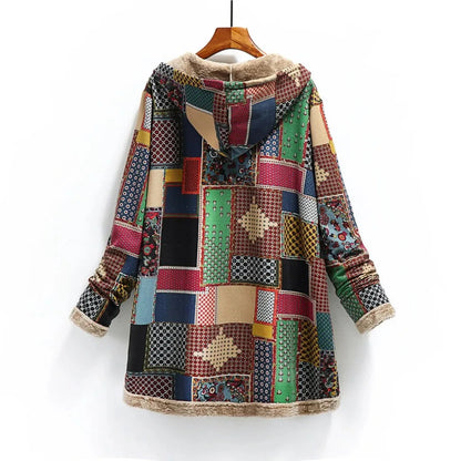 Fall Patchwork Hooded Coat