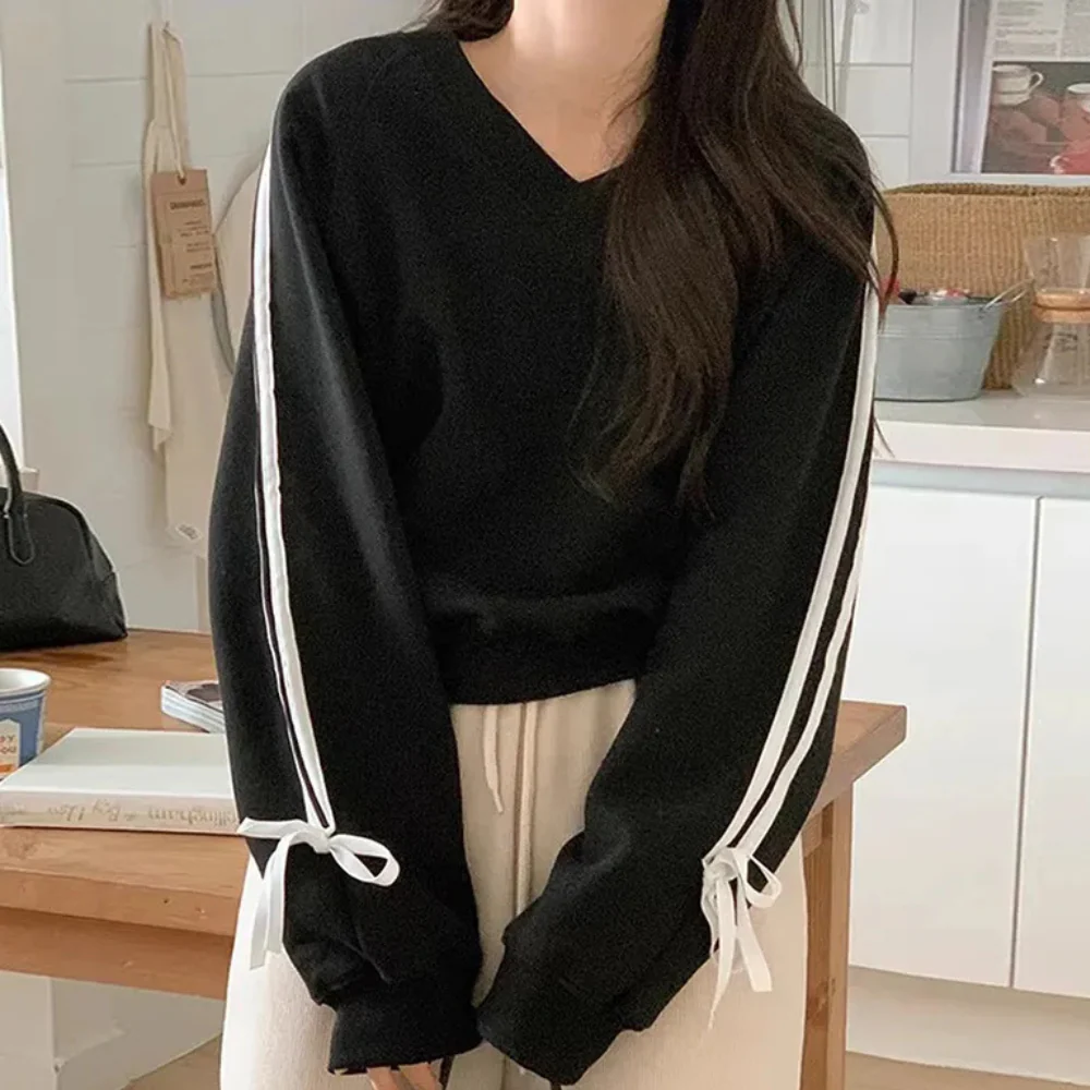 Fall Ribbon Sleeve Sweatshirt