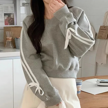Fall Ribbon Sleeve Sweatshirt