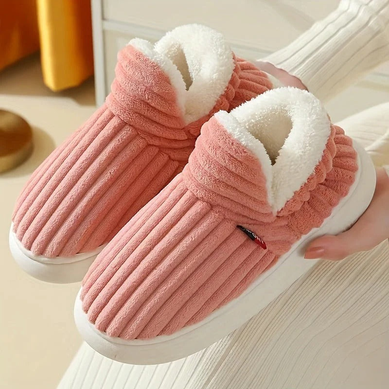 Ribbed Plush Slippers