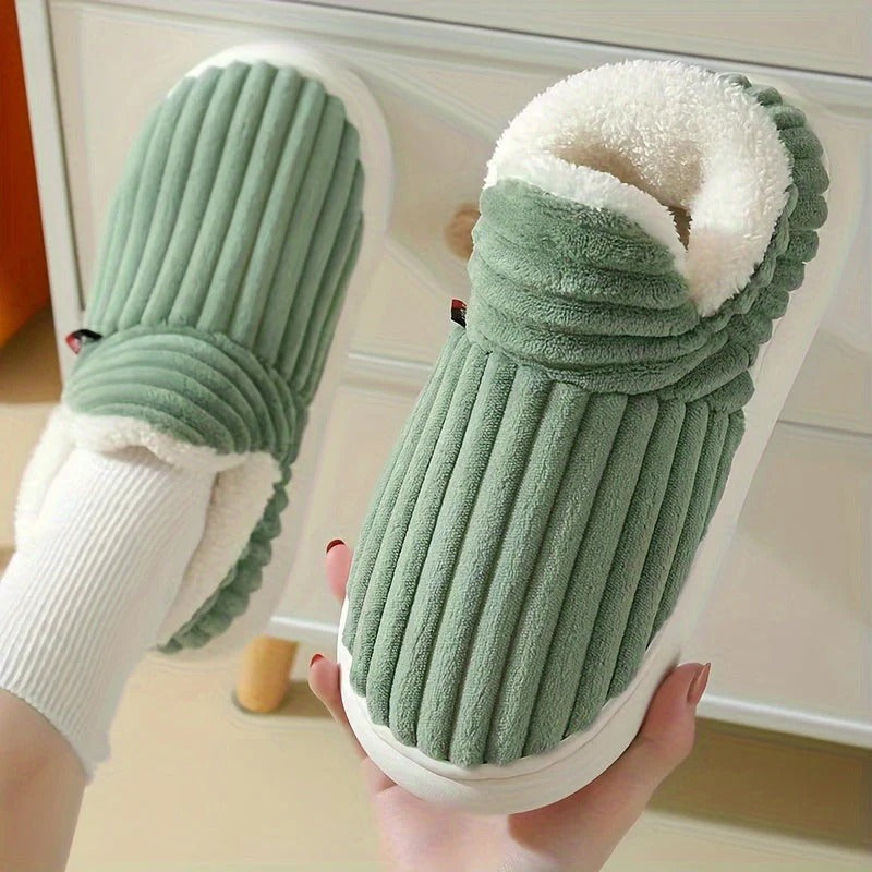 Ribbed Plush Slippers