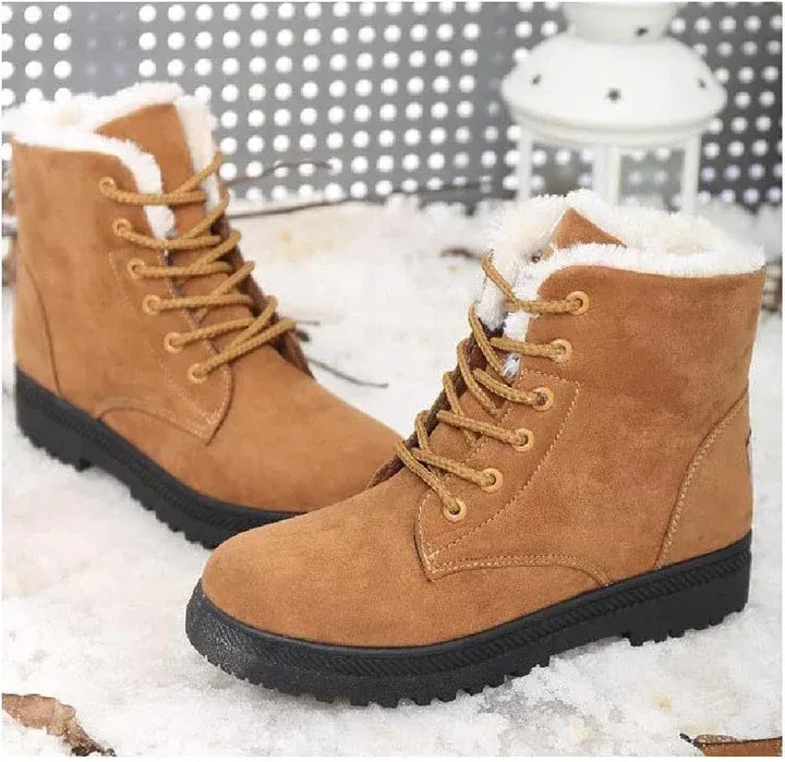 Fall Shearling-Trim Lace Boots
