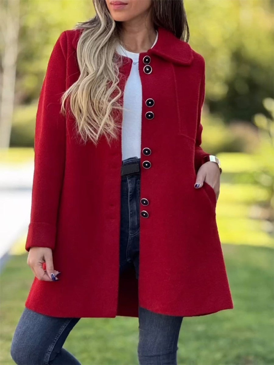 Fall Button-Front Knit Coat