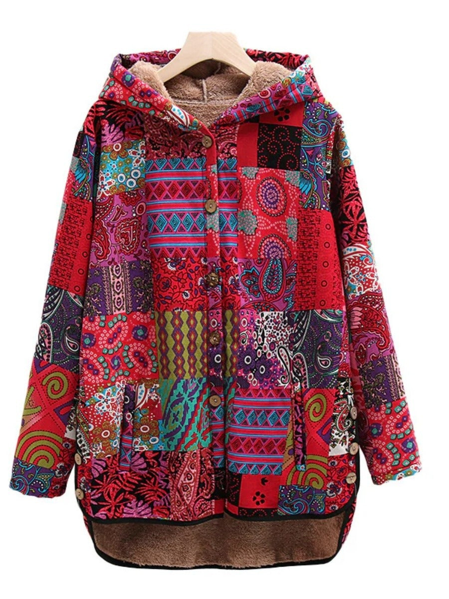 Fall Patchwork Hooded Jacket