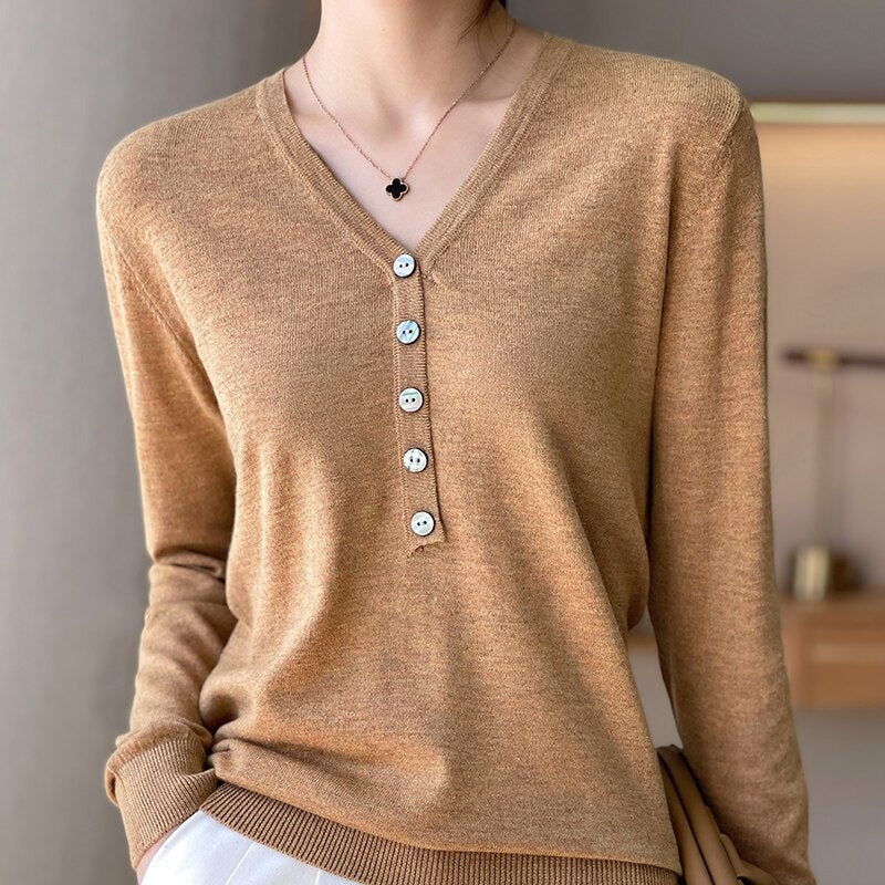 Fall Asymmetric Button Sweater