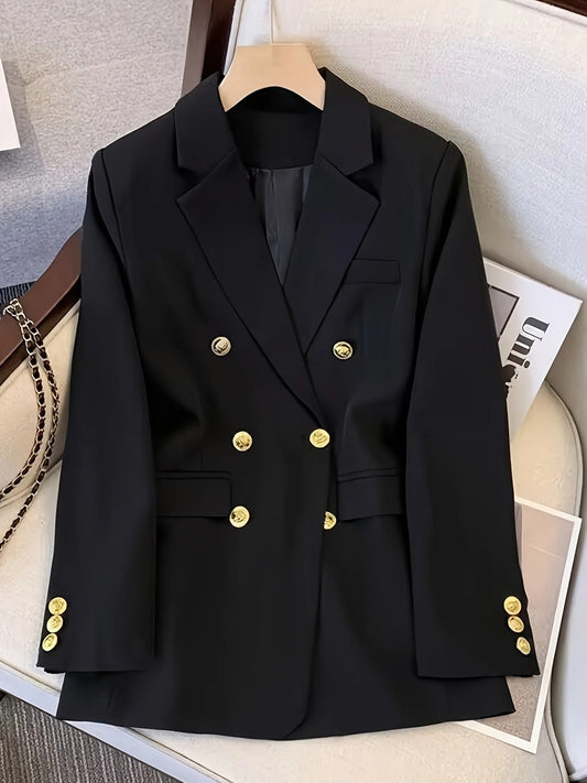 Double-Breasted Blazer with Gold Buttons