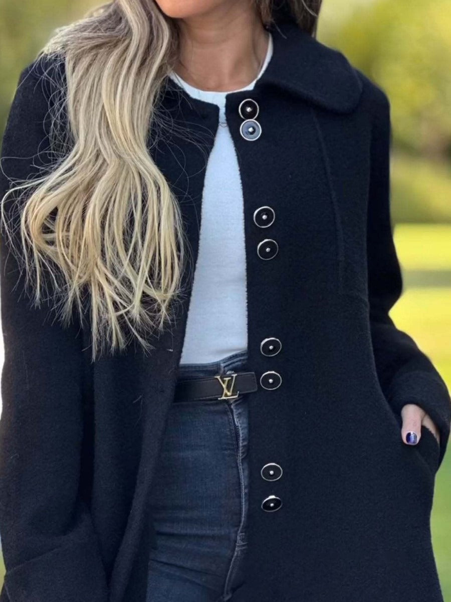 Fall Button-Front Knit Coat