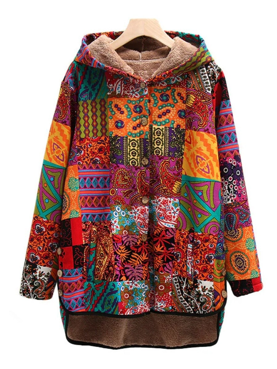 Fall Patchwork Hooded Jacket
