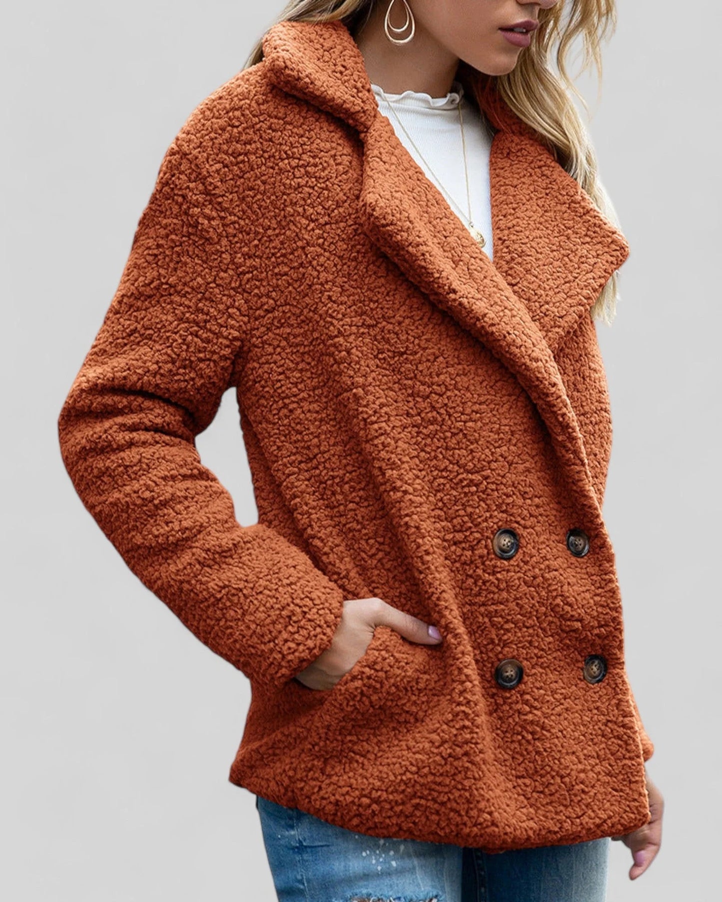 Button Front Fleece Coat