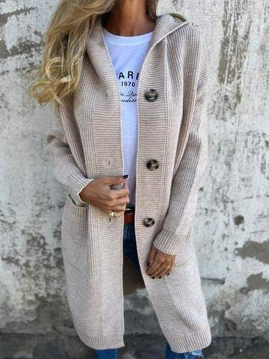 Fall Long Knit Button Cardigan