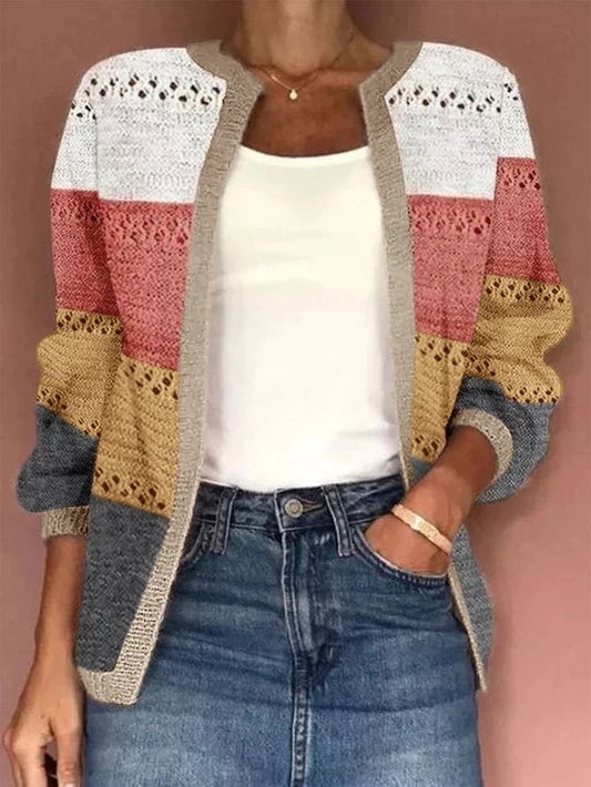 Striped Open Knit Cardigan