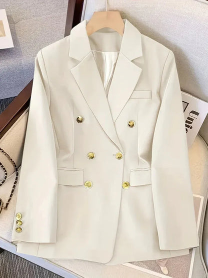 Double-Breasted Blazer with Gold Buttons