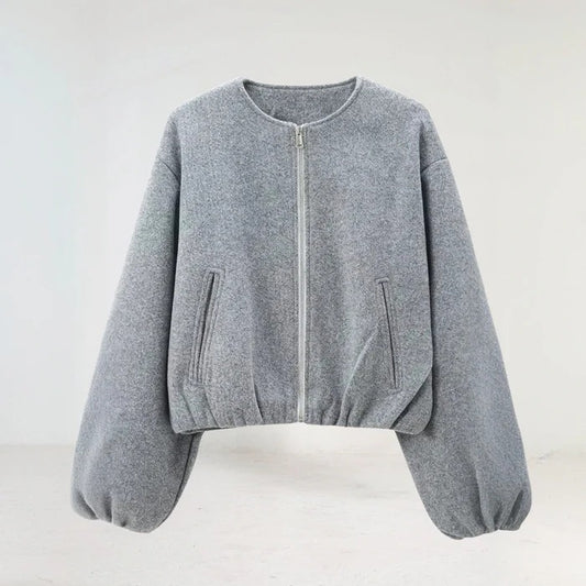 Cropped Balloon-Sleeve Jacket