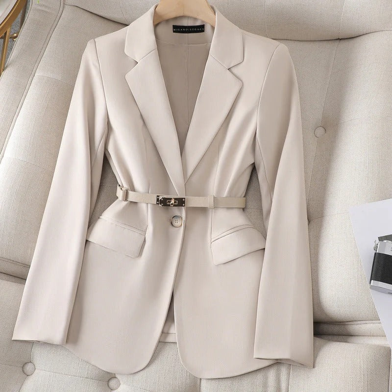 Single-Button Belted Blazer