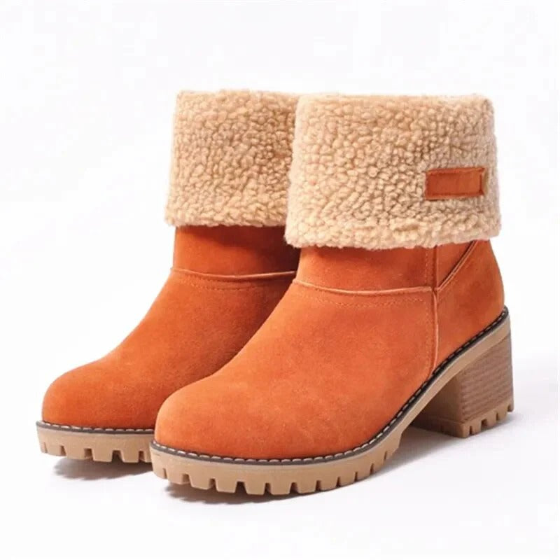 Fall Shearling Cuff Block Boots
