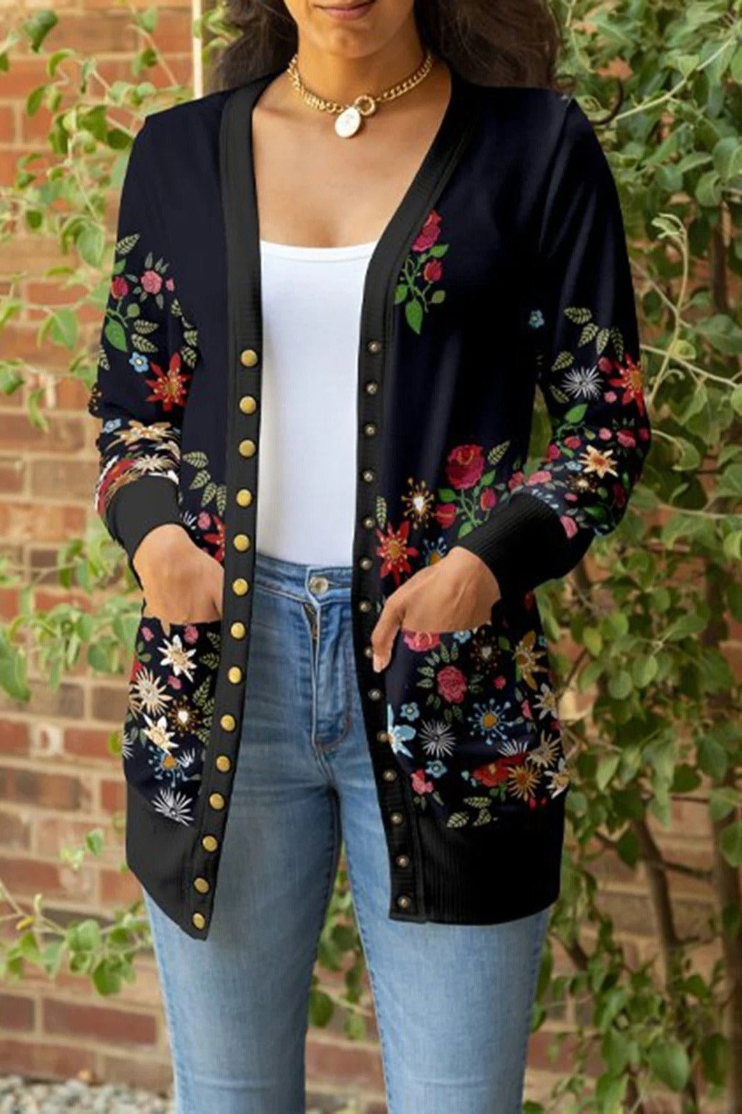 Fall Floral Print Cardigan