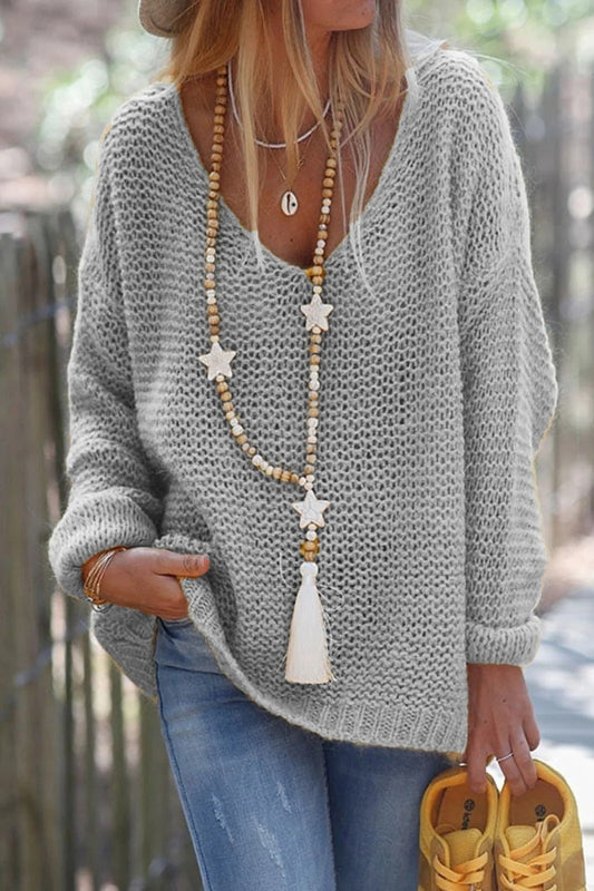 Fall Knit V-Neck Sweater