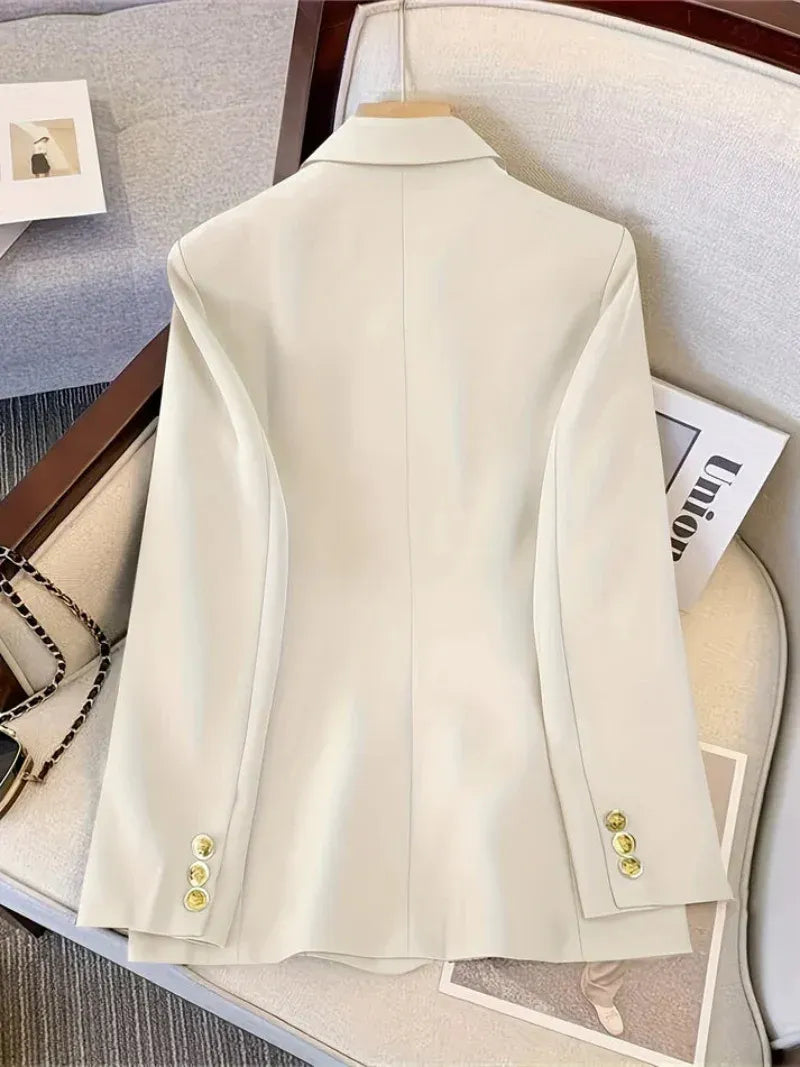 Double-Breasted Blazer with Gold Buttons