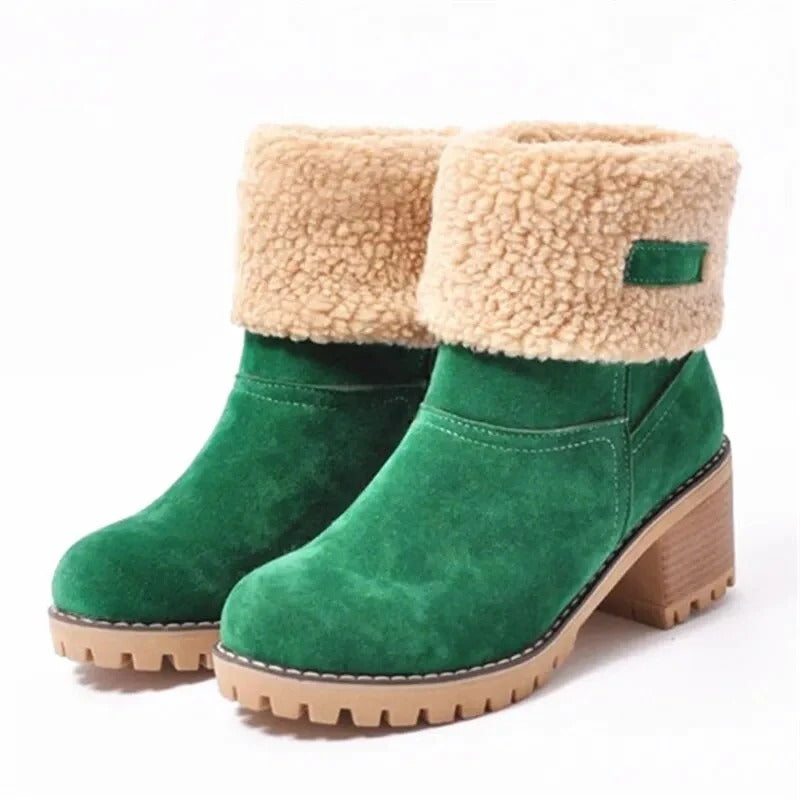 Fall Shearling Cuff Block Boots